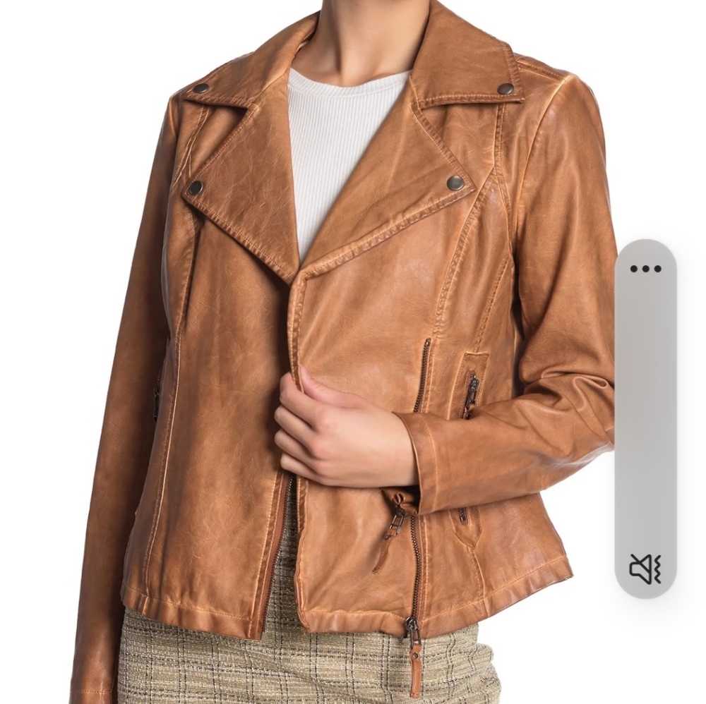 Max Studio washed Faux Leather Jacket